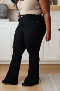 Etta High Rise Control Top Flare Jeans in Black Womens Ave Shops 