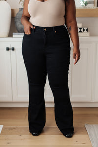 Etta High Rise Control Top Flare Jeans in Black Womens Ave Shops 