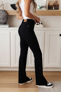 Etta High Rise Control Top Flare Jeans in Black Womens Ave Shops 