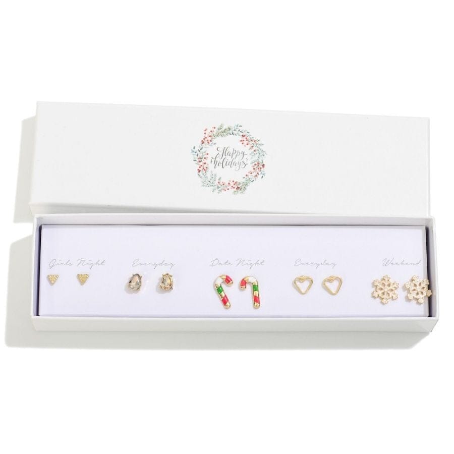 Five Christmas Stud Earrings - Snowflake & Candy Cane Earrings Judson & Co 
