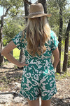 Green Abstract Collared Romper Romper Umgee