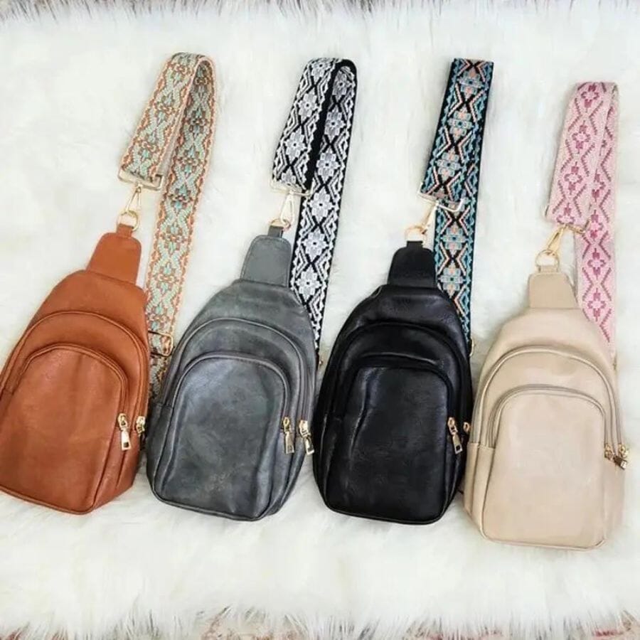 Grey Vegan Leather Sling Crossbody Bag with Detachable Strap handbags Jillian Ink 