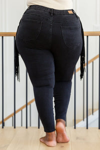Hilary Side Fringe Skinny Jegging In Black Womens Ave Shops 