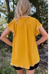 Honey Colored Split Neck Top Shirts & Tops Umgee