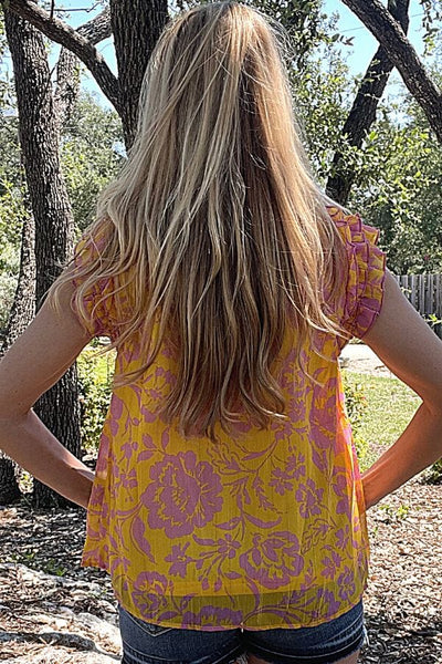 Honey Metallic Two Tone Print Top Shirts & Tops Umgee