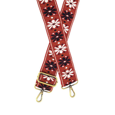 Joy Susan 2" Red Daisy Guitar Strap belt Joy Susan