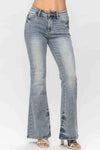 Judy Blue Midrise Tinted Pin Tack Flare Jeans Jeans Judy Blue
