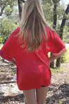 Magenta Satin Colorblock Short Folded Sleeve Top Shirts & Tops Umgee