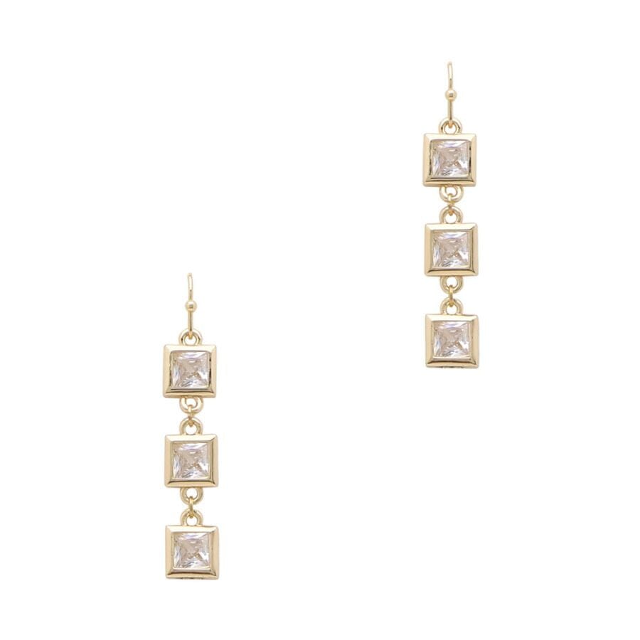 Meghan Browne Semi Gold Clear Earrings Earrings Meghan Browne 