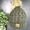 Moss Lattice Crossover Stitch Pattern Knit Pom Beanie Judson & Co