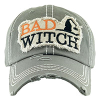 Moss Vintage Distressed Halloween Baseball Cap Featuring Bad Witch Embroidered Detail Hat Judson & Co 