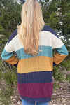 Multicolored Striped Long Sleeve Knit Open Front Sweater Cardigan Shirts & Tops Umgee