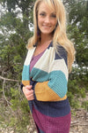 Multicolored Striped Long Sleeve Knit Open Front Sweater Cardigan Shirts & Tops Umgee