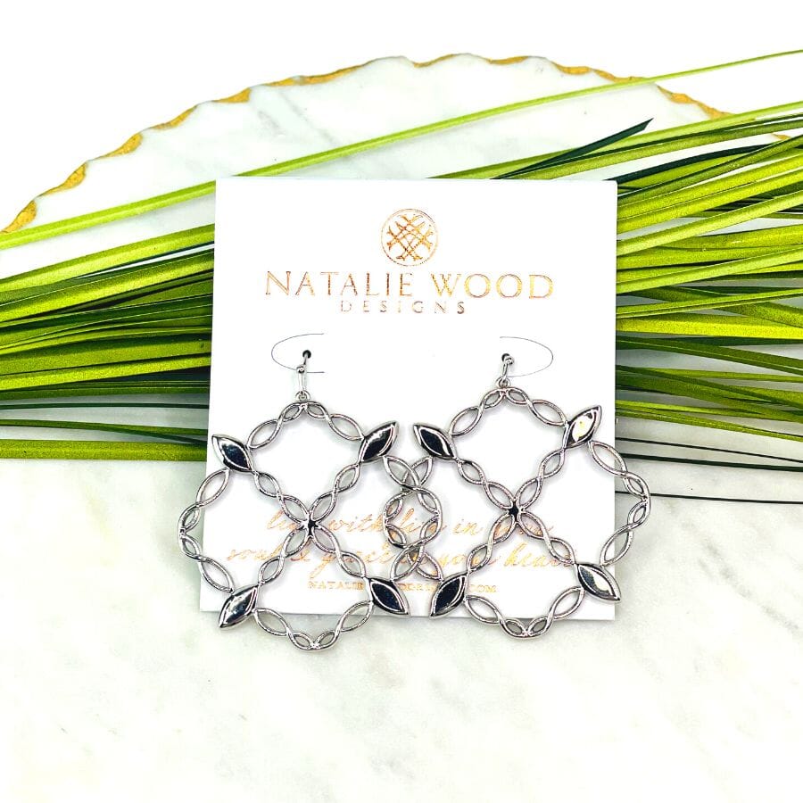 Natalie Wood Bloom Drop Earrings Rhodium Earrings Natalie Wood Designs 