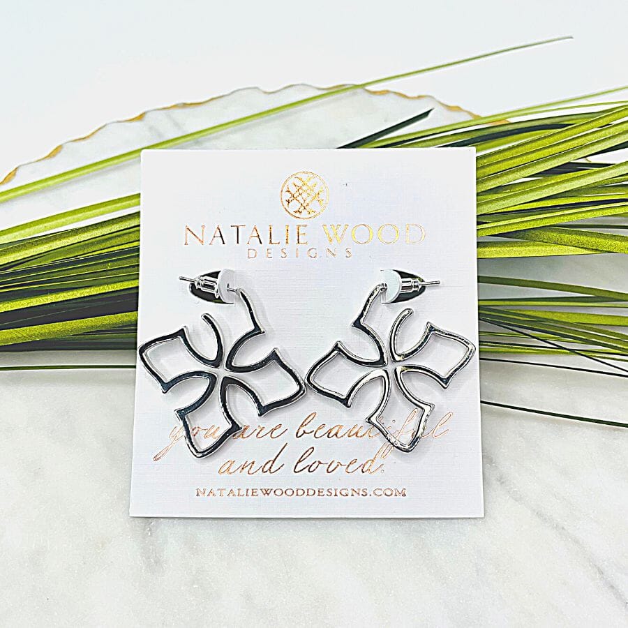 Natalie Wood Silver Grace Cross Hoop Earrings Earrings Natalie Wood Designs 