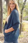 Peacock Open Front Oversized Cardigan Sweater with Pockets Outerwear Jacket Umgee