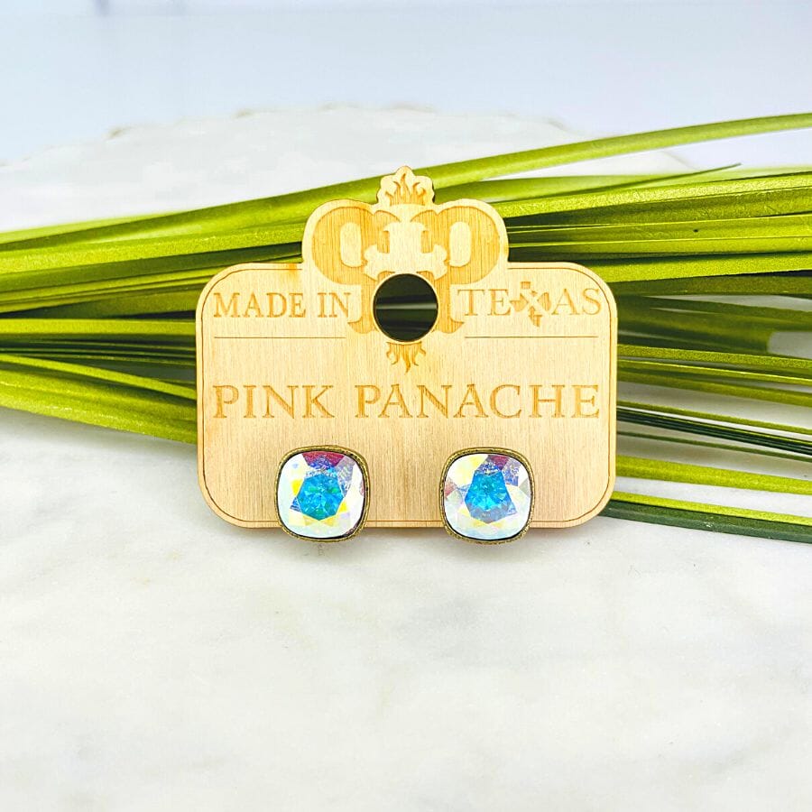 Pink Panache 10mm AB Cushion Cut Post Earrings Earrings PINK PANACHE 