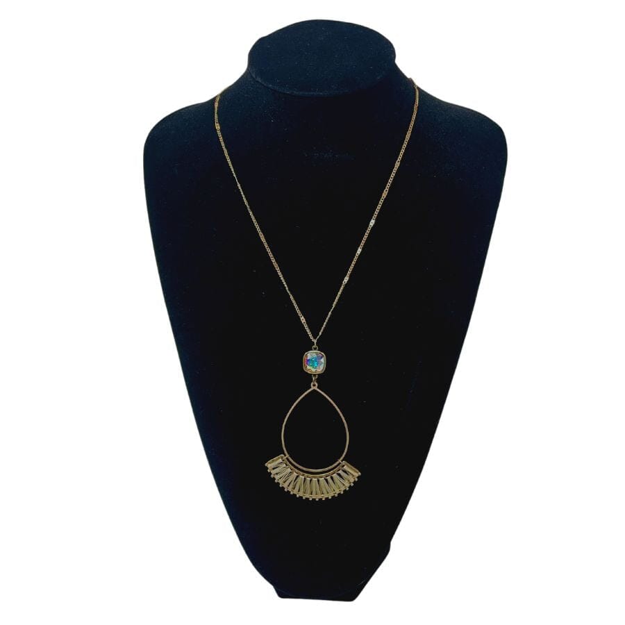 Pink Panache 12mm AB Cushion Cut Post with Cream Fan Teardrop Necklace Necklace PINK PANACHE 