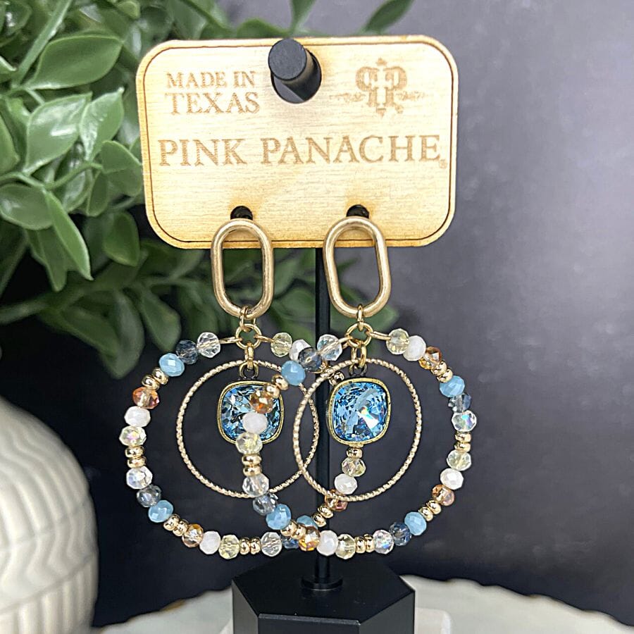 Pink Panache Aquamarine with Blue and Gold Circle Earrings Earrings PINK PANACHE 