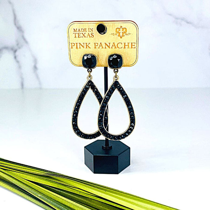 Pink Panache Black Crystal Open Teardrop Earrings Earrings PINK PANACHE 