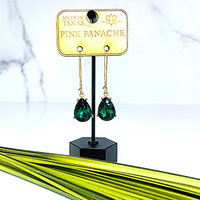 Pink Panache Emerald Teardrop on Kidney Wire Earrings Earrings PINK PANACHE 