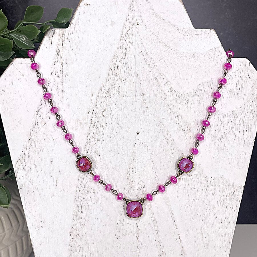 Pink Panache Fuchsia Delite with Fuchsia Faceted Beaded Necklace