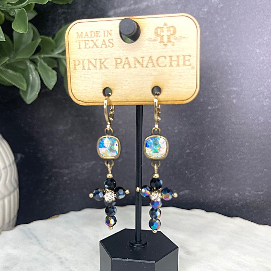 Pink Panache Jet AB Cross Earrings Earrings PINK PANACHE 