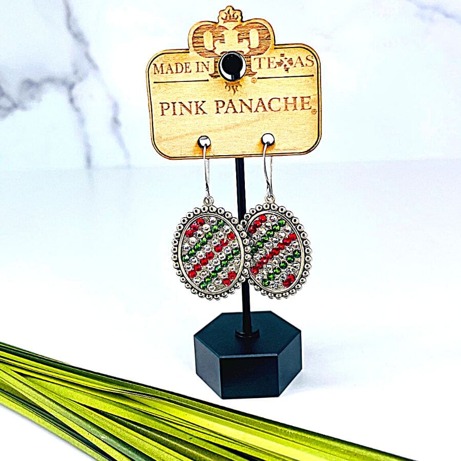 Pink Panache Red, White and Green Crystal Earrings Earrings PINK PANACHE 