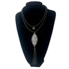 Pink Panache Zebra Navette With Black Leather Tassel Necklace Necklace PINK PANACHE