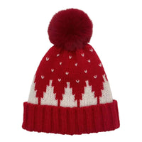Red Do Everything In Love Holiday Knit Beanie With Faux Fur Pom Judson & Co 