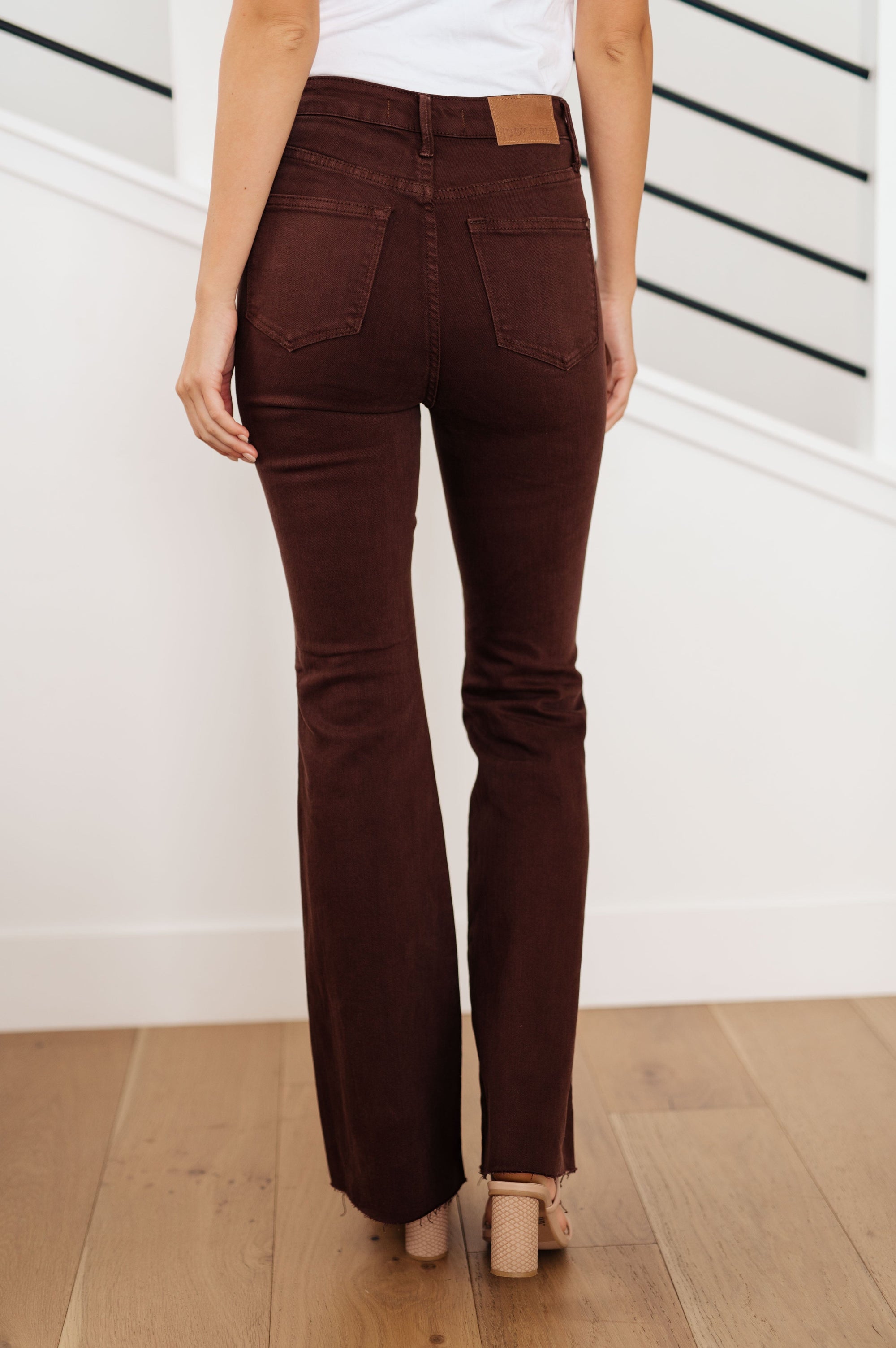 Sienna High Rise Control Top Flare Jeans in Espresso Womens Ave Shops 