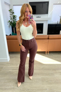 Sienna High Rise Control Top Flare Jeans in Espresso Womens Ave Shops 