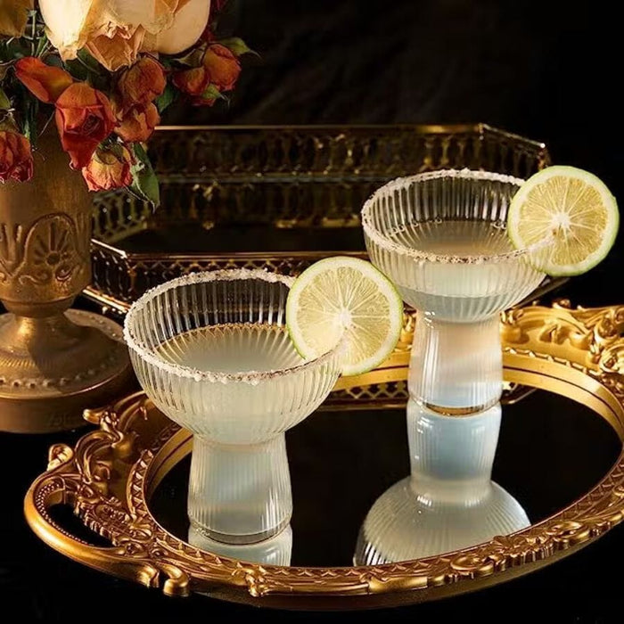 Stemless Gold Rim Cocktail & Margarita Glasses - Set of 2 margarita glasses The Wine Savant 