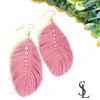 Sweet Pink Leather Feather Earrings Earrings ShopLavishTX