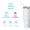 Swig Life 40oz Diamond White Mega Mug mugs Swig