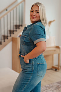 Sylvia Short Sleeve Denim Jumpsuit Womens Ave Shops 