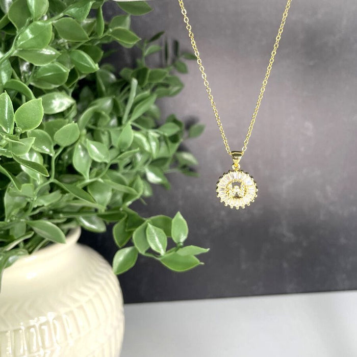 The Sis Kiss Mini Radiant Initial Necklace Gold Necklace The Sis Kiss W 