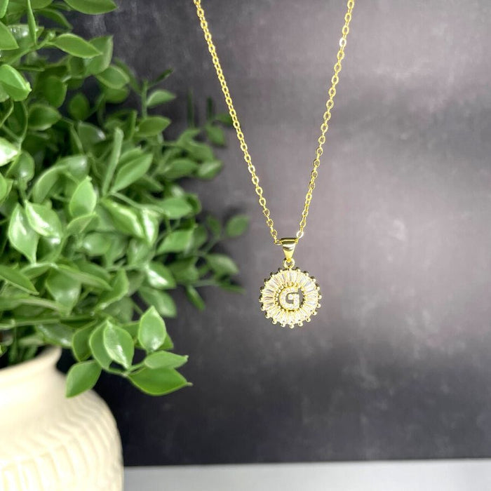 The Sis Kiss Mini Radiant Initial Necklace Gold Necklace The Sis Kiss G 