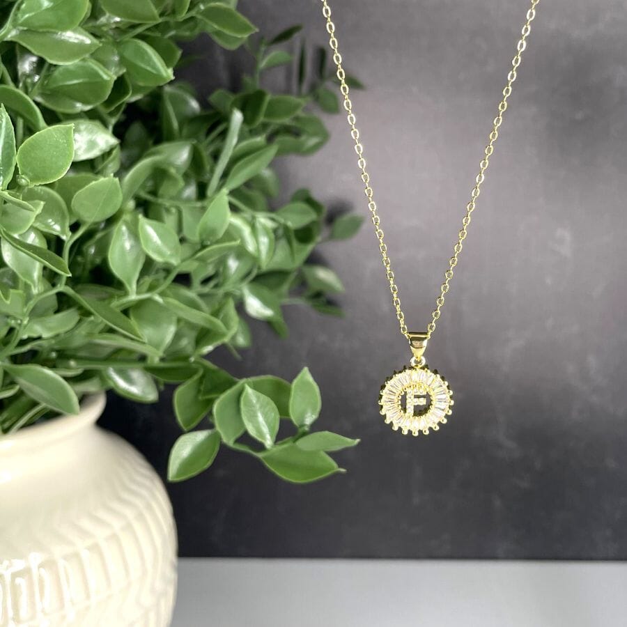 Gold Initial Necklace With Rhinestone / Extender With Rhinestone /  Personalized Necklace / Adjustable Lengths / Letter Necklace - Etsy