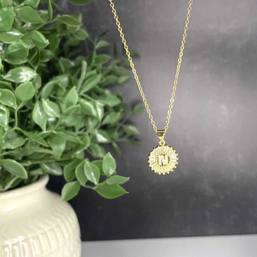 The Sis Kiss Mini Radiant Initial Necklace Gold Necklace The Sis Kiss N 