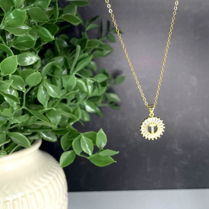 The Sis Kiss Mini Radiant Initial Necklace Gold Necklace The Sis Kiss T 