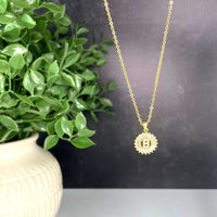 The Sis Kiss Mini Radiant Initial Necklace Gold Necklace The Sis Kiss B 