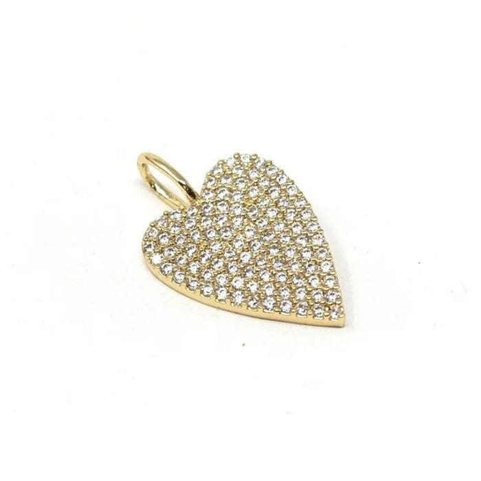 The Sis Kiss Moody Heart Charm Gold with Clear Crystals Necklace Charm The Sis Kiss 
