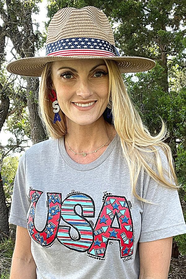 USA With Stars, Stripes & Rockets Graphic Tee Texas True Threads 