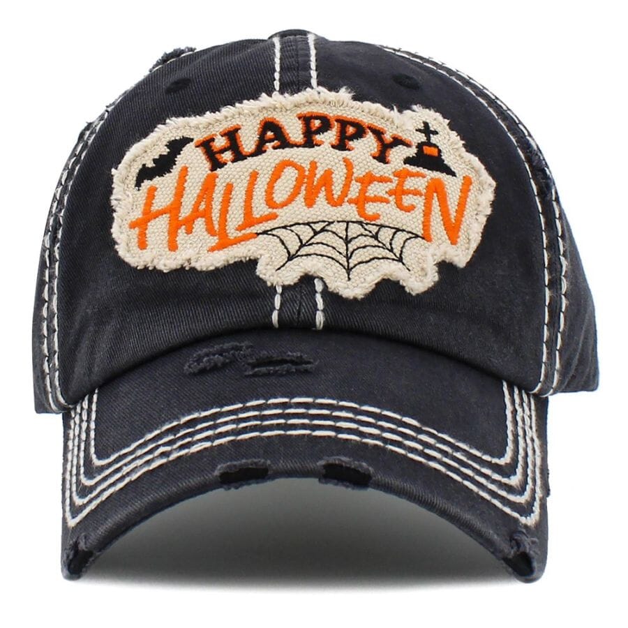 Vintage Distressed Happy Halloween Patch Baseball Cap Hat Judson & Co 
