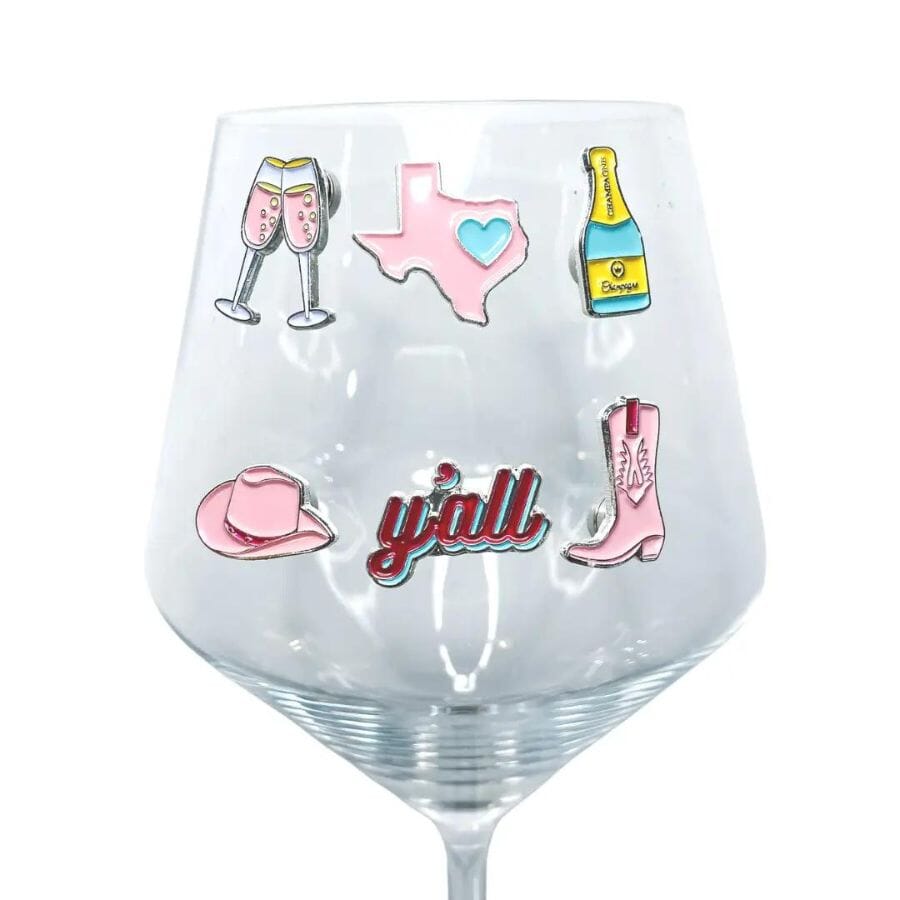 We <3 Texas, Set of 6 Wine glass charms ViVi Vitello 