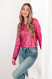 You Found Me Sequin Top in Fuchsia Womens Ave Shops 